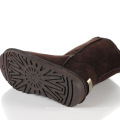 Chocolate Classic Cowhide Wool Flat Snow Boots